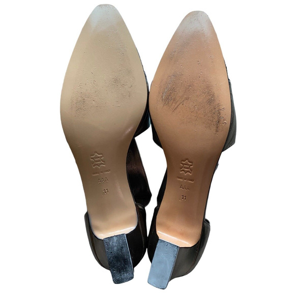 Quiet Lux Vintage VERSANI Womens 11 Gold Pointed Toe Kitten Coquette 80s Heels - Picture 5 of 13